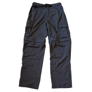 EMS Black Camp Cargo Zip Off Pants Belted Utility Hiking Lightweight Mesh 28-30W
